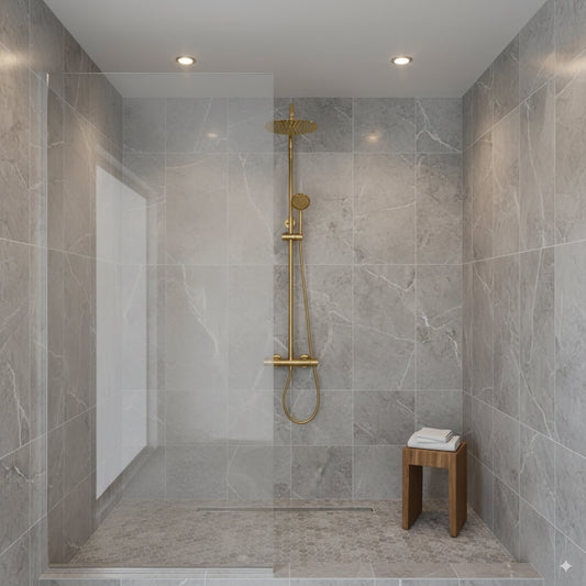 Robinet de douche dorée thermostatique