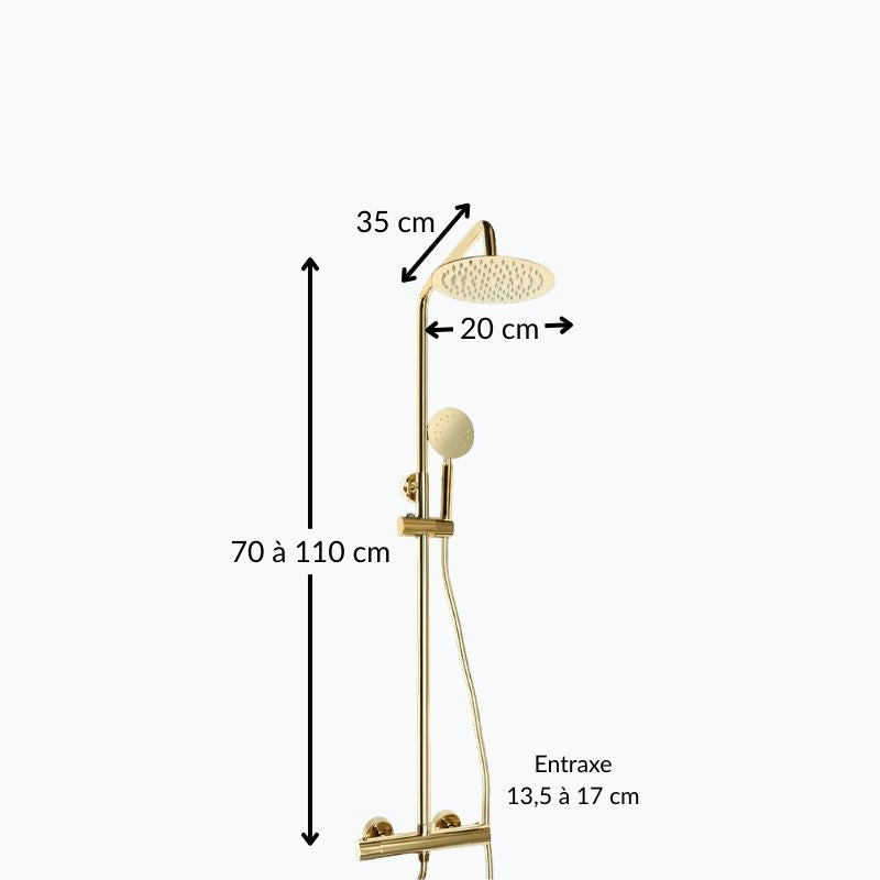 Robinet de douche dorée thermostatique