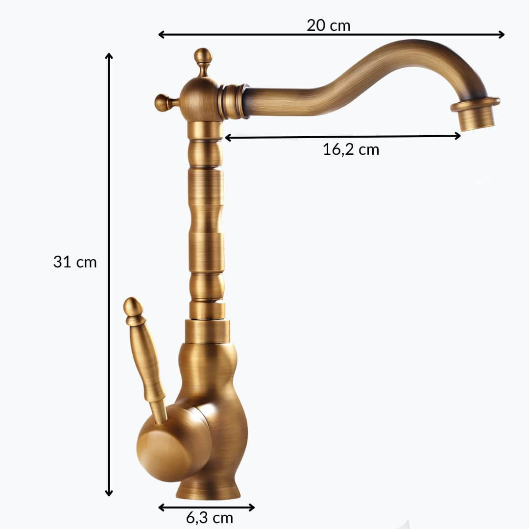 Robinet vasque rotatif en laiton style antique