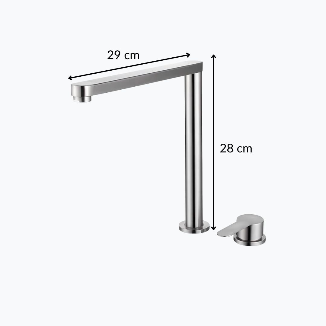 Robinet cuisine encastré en Inox