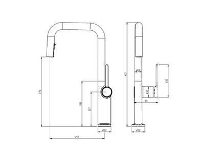 Robinet évier cuisine en laiton design – mitigeur avec bec extractible et rotatif