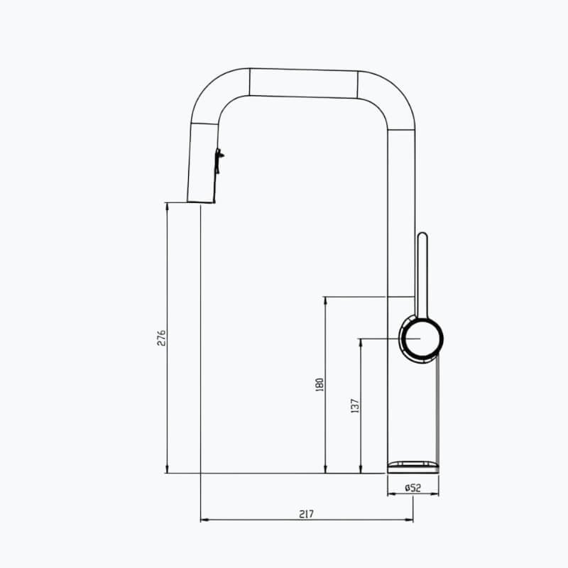 Robinet cuisine en laiton design – mitigeur avec bec extractible et rotatif