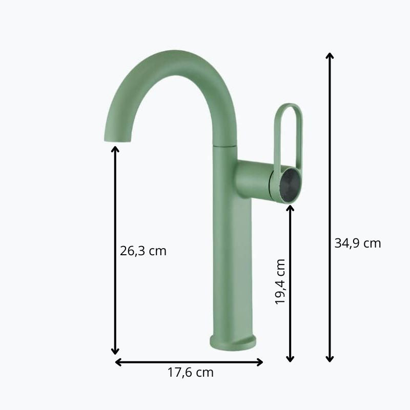 Robinet lavabo haut en laiton – mitigeur avec bec pivotant