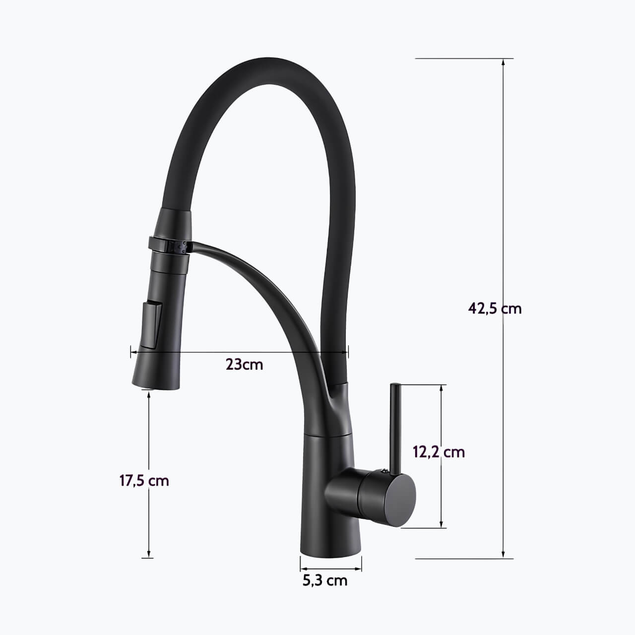 Robinet cuisine en laiton – mitigeur avec douchette extractible et bec orientable