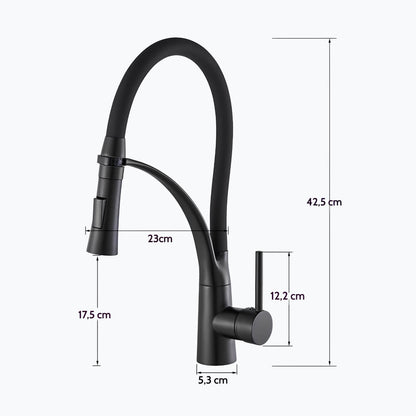 Robinet cuisine en laiton – mitigeur avec douchette extractible et bec orientable