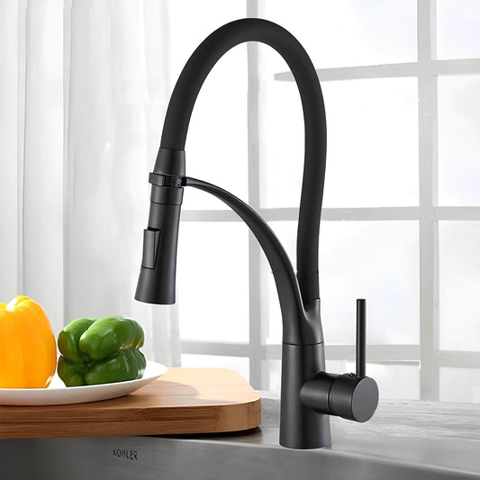 Robinet cuisine en laiton – mitigeur avec douchette extractible et bec orientable
