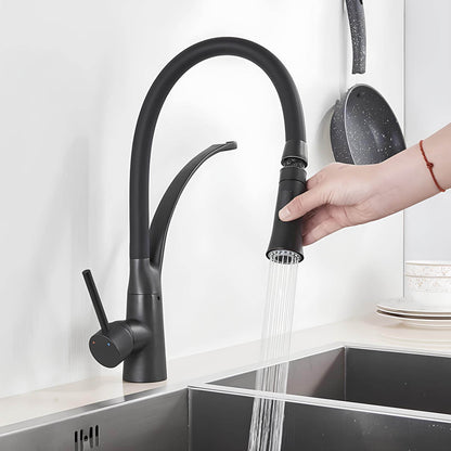Robinet cuisine en laiton – mitigeur avec douchette extractible et bec orientable