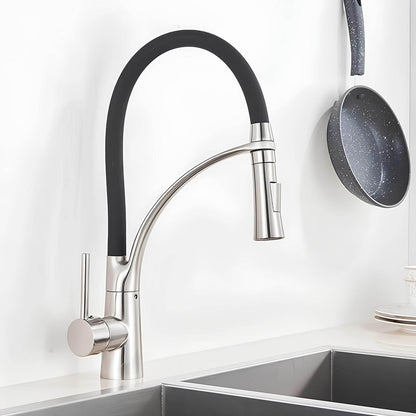 Robinet cuisine en laiton – mitigeur avec douchette extractible et bec orientable