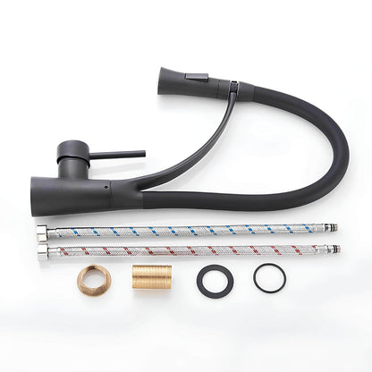 Robinet cuisine en laiton – mitigeur avec douchette extractible et bec orientable