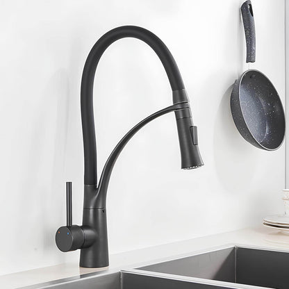 Robinet cuisine en laiton – mitigeur avec douchette extractible et bec orientable