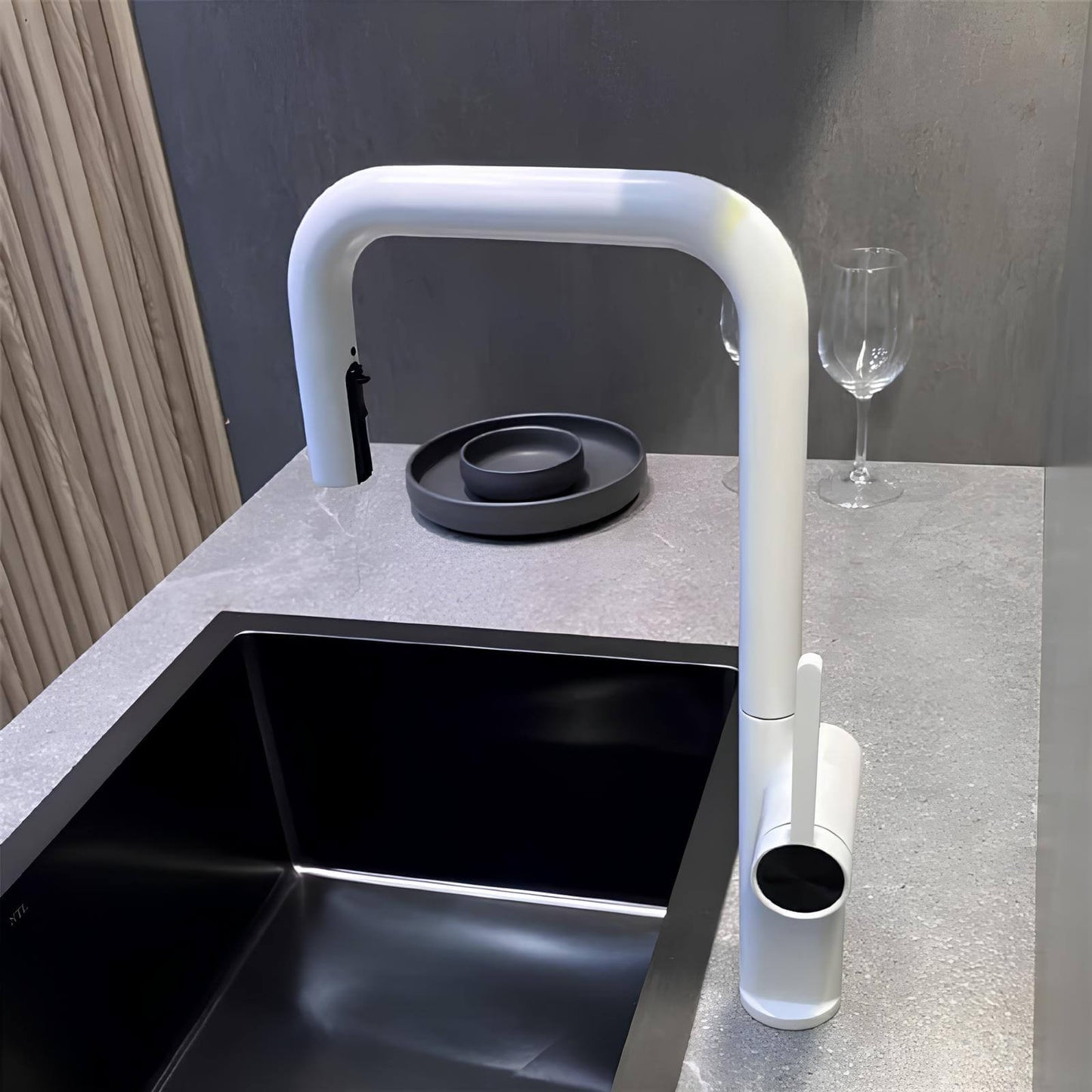 Robinet cuisine en laiton design – mitigeur avec bec extractible et rotatif