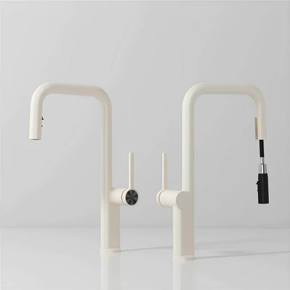 Robinet cuisine en laiton design – mitigeur avec bec extractible et rotatif