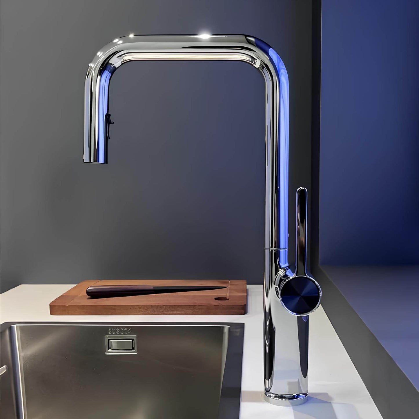 Robinet cuisine en laiton design – mitigeur avec bec extractible et rotatif