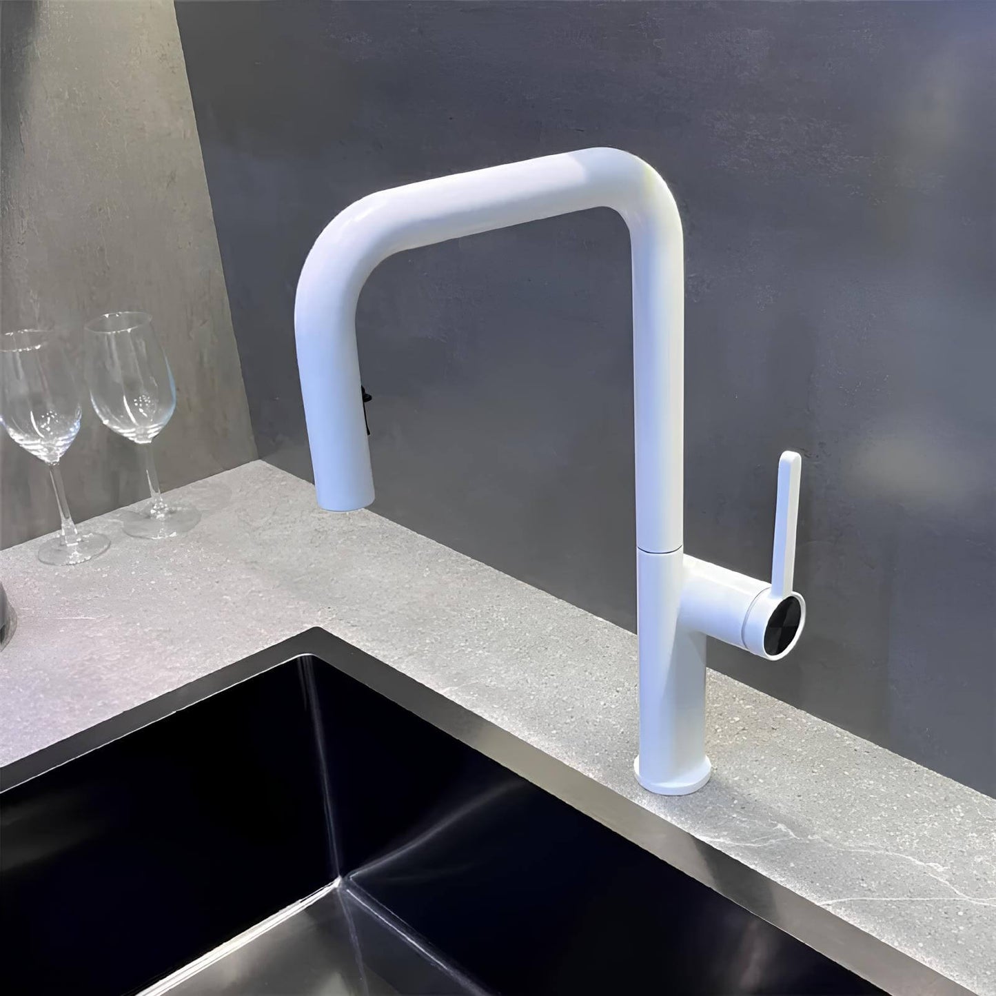 Robinet cuisine en laiton design – mitigeur avec bec extractible et rotatif