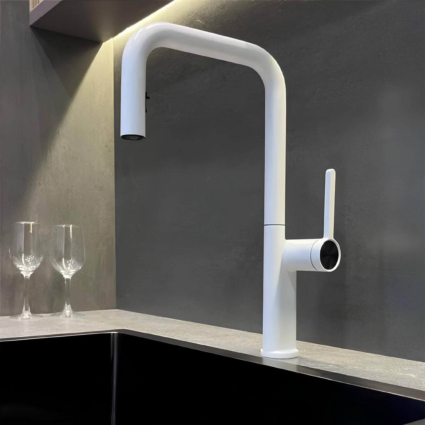 Robinet cuisine en laiton design – mitigeur avec bec extractible et rotatif