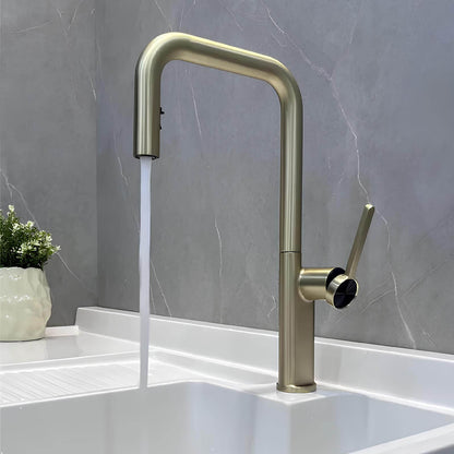 Robinet cuisine en laiton design – mitigeur avec bec extractible et rotatif