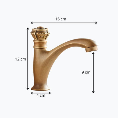 Robinet lavabo en laiton – Eau froide uniquement, finition antique