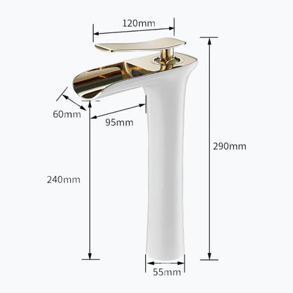 Robinet lavabo en laiton – mitigeur à bec cascade, design moderne