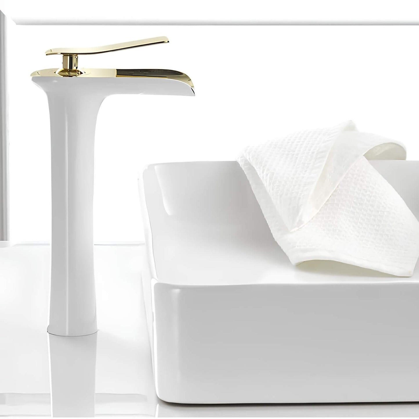Robinet lavabo en laiton – mitigeur à bec cascade, design moderne