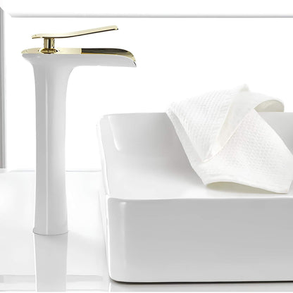 Robinet lavabo en laiton – mitigeur à bec cascade, design moderne