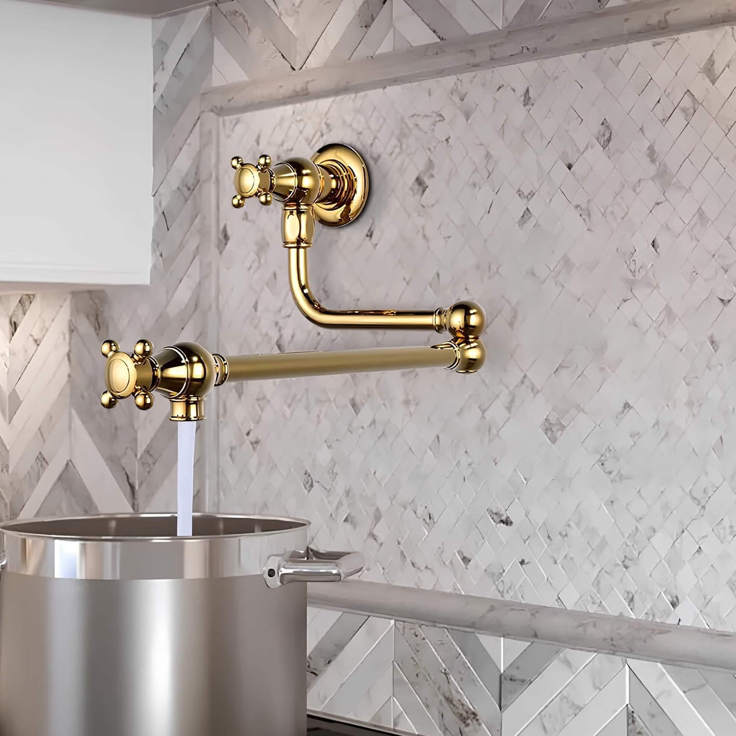 Robinet mural cuisine en laiton – bec pliable à rotation, eau froide seulement