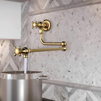 Robinet mural cuisine en laiton – bec pliable à rotation, eau froide seulement