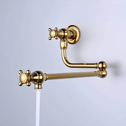 Robinet mural cuisine en laiton – bec pliable à rotation, eau froide seulement