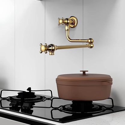 Robinet mural cuisine en laiton – bec pliable à rotation, eau froide seulement
