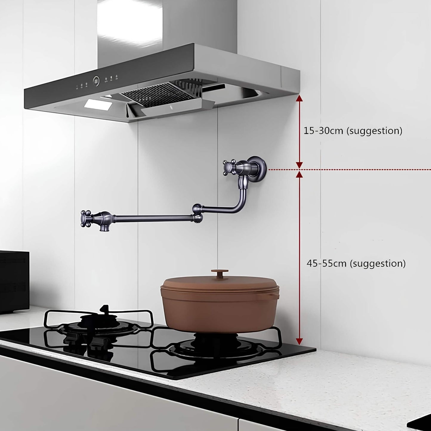 Robinet mural cuisine en laiton – bec pliable à rotation, eau froide seulement