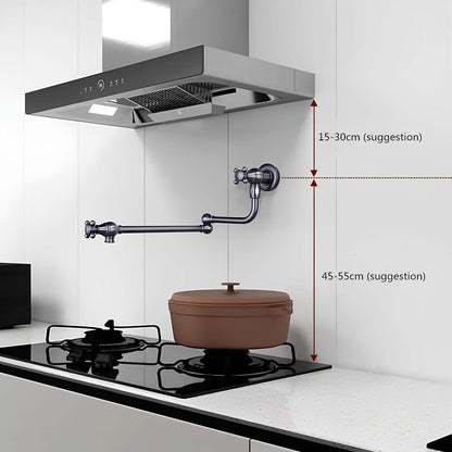 Robinet mural cuisine en laiton – bec pliable à rotation, eau froide seulement
