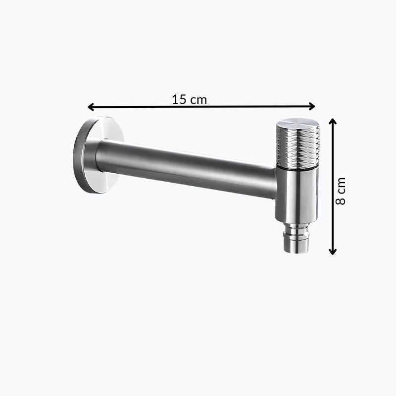 Robinet mural en acier inoxydable – eau froide uniquement, pour intérieur et extérieur