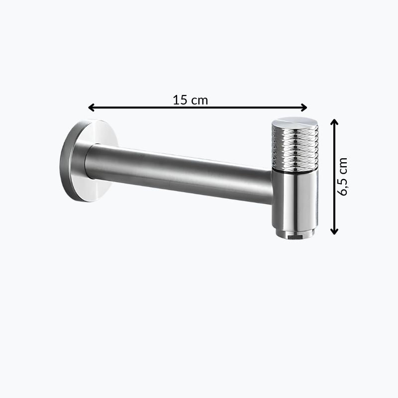 Robinet mural en acier inoxydable – eau froide uniquement, pour intérieur et extérieur