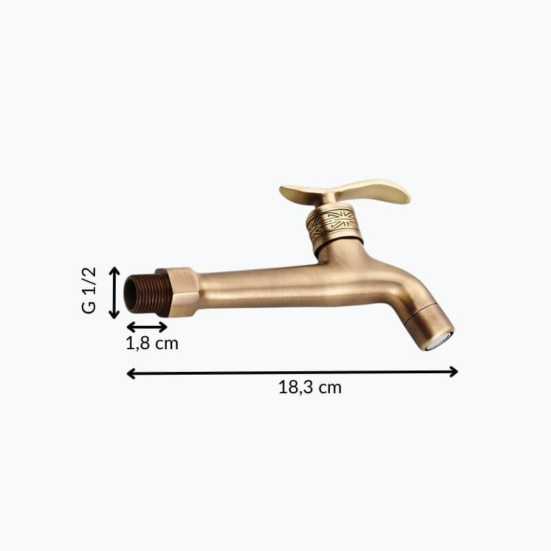 Robinet mural en laiton – robinet de buanderie ou extérieur, eau froide seulement