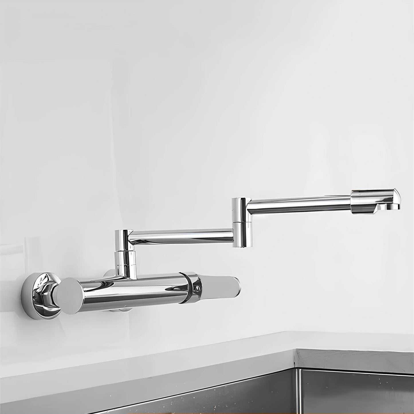 Robinet mural pliable en laiton – mitigeur cuisine 2 trous, bec rotatif 360°