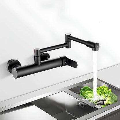 Robinet mural pliable en laiton – mitigeur cuisine 2 trous, bec rotatif 360°