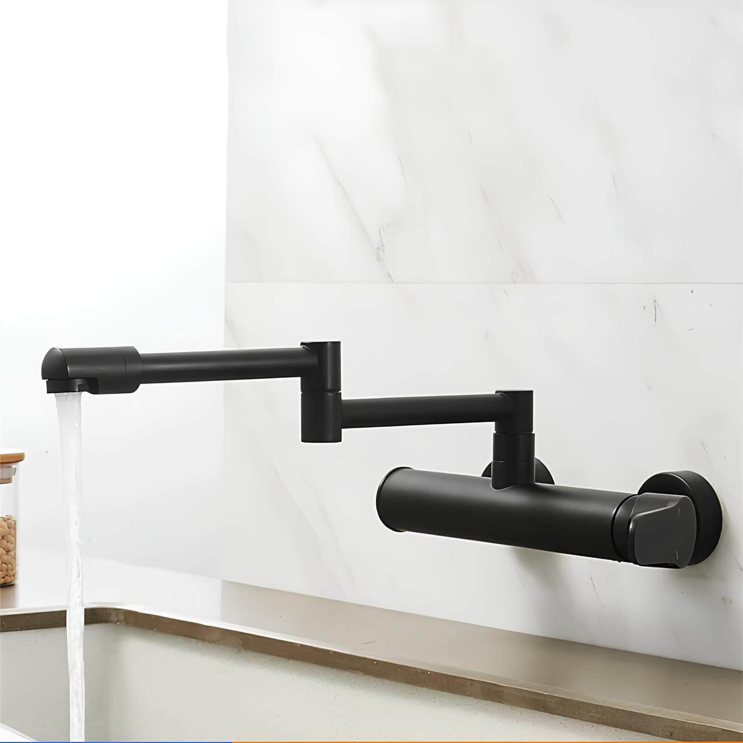 Robinet mural pliable en laiton – mitigeur cuisine 2 trous, bec rotatif 360°