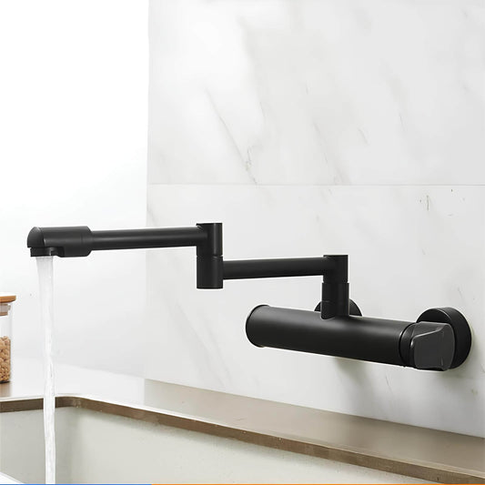 Robinet mural pliable en laiton – mitigeur cuisine 2 trous, bec rotatif 360°