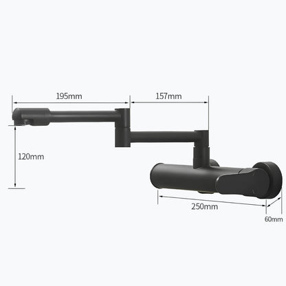 Robinet mural pliable en laiton – mitigeur cuisine 2 trous, bec rotatif 360°