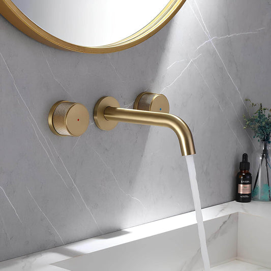 Robinet mural pour lavabo en laiton – mélangeur double poignée