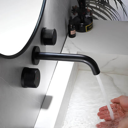 Robinet mural pour lavabo en laiton – mélangeur double poignée