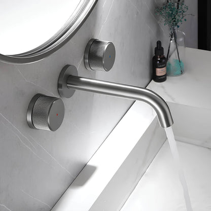 Robinet mural pour lavabo en laiton – mélangeur double poignée