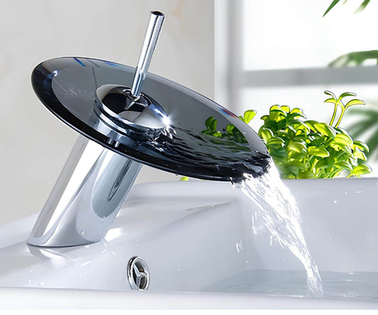 Robinet cascade rond en verre