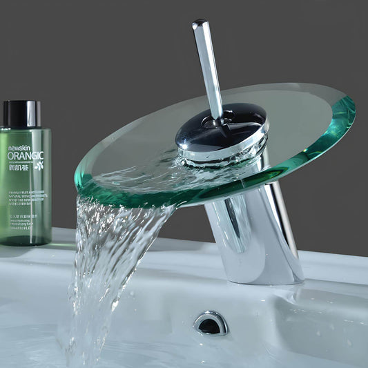 Robinet cascade rond en verre