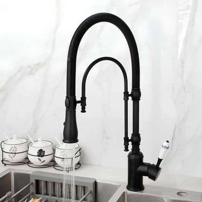 Robinet cuisine douchette – mitigeur en laiton avec ressort flexible et double jet