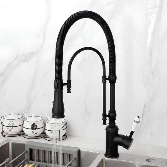 Robinet cuisine douchette – mitigeur en laiton avec ressort flexible et double jet