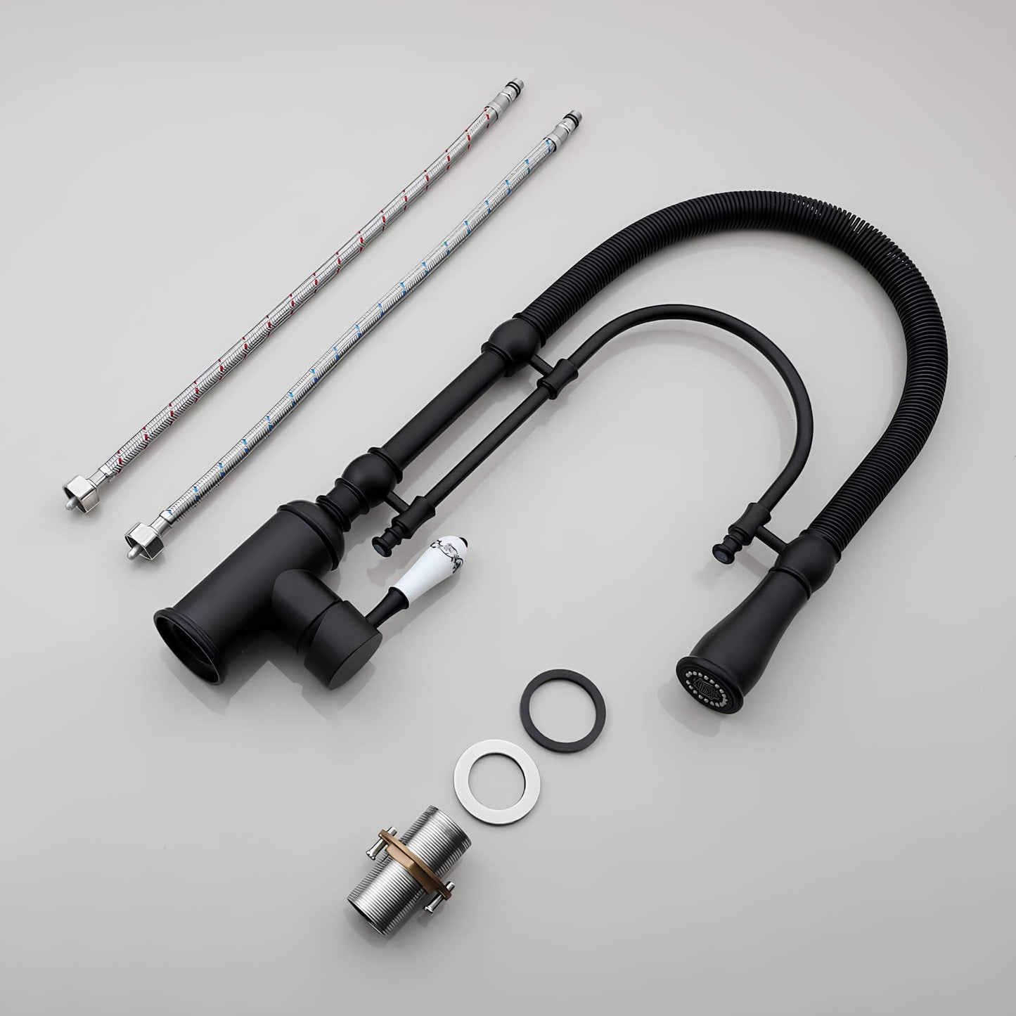 Robinet cuisine douchette – mitigeur en laiton avec ressort flexible et double jet