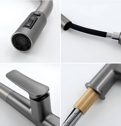 Robinet cuisine en laiton – mitigeur avec douchette extractible