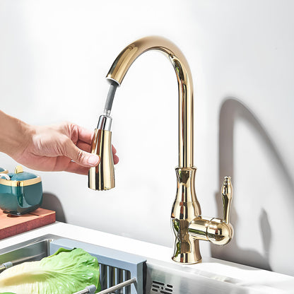 Robinet cuisine en laiton – mitigeur à douchette escamotable et col pivotant