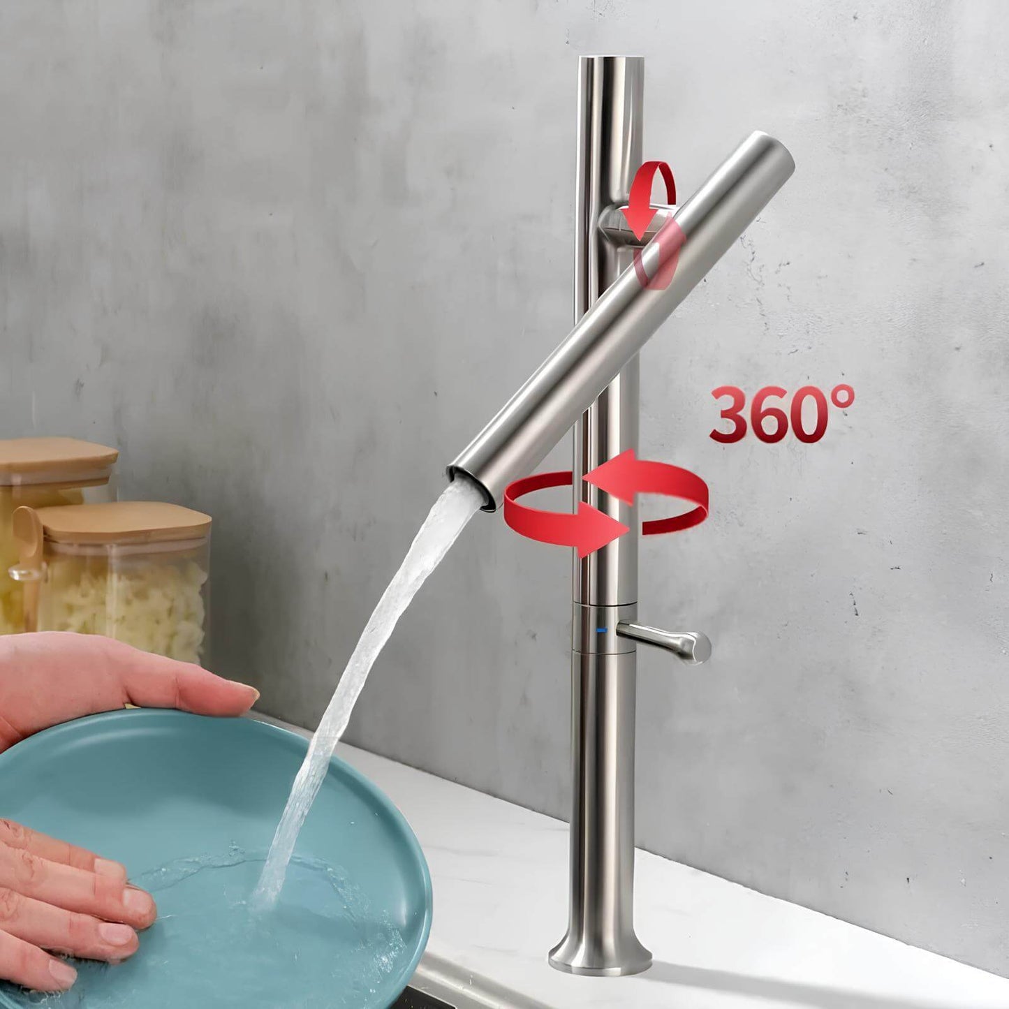 Robinet cuisine inox 304 – mitigeur à bec rotatif 360°