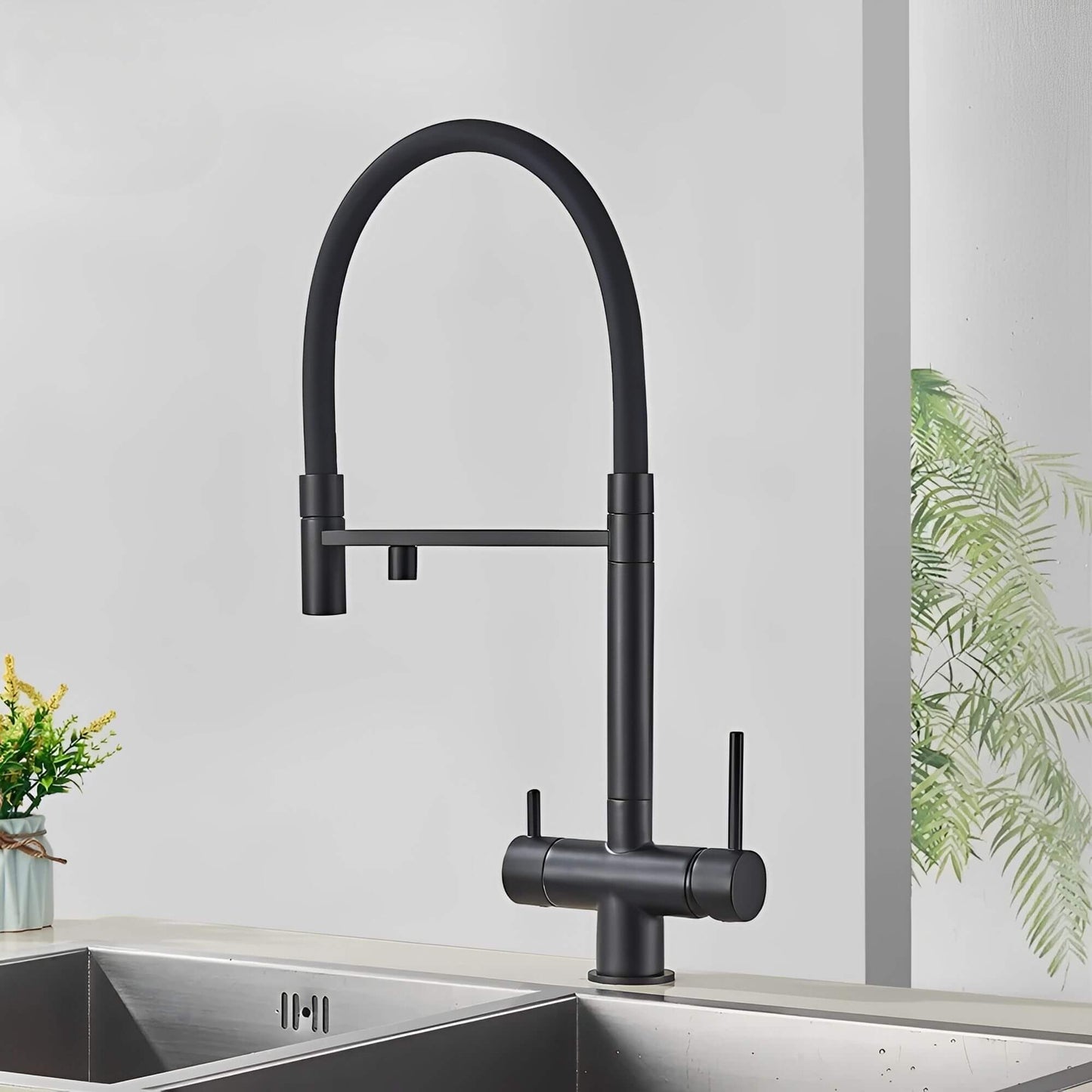 Robinet de cuisine avec douchette et sortie eau filtrée